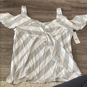 White and grey striped blouse